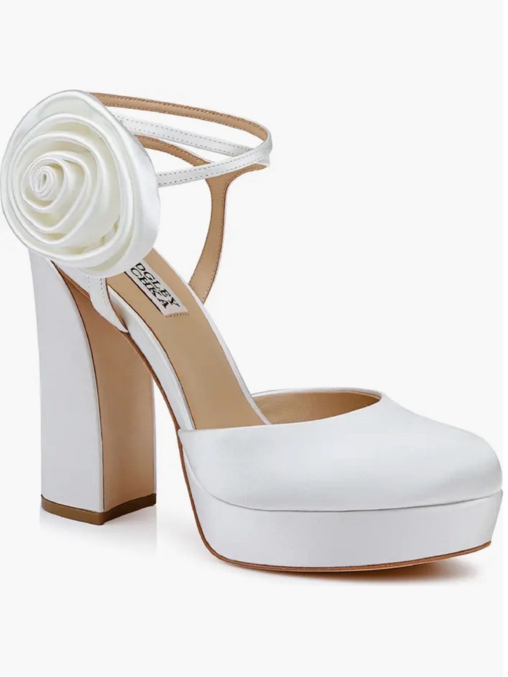 Badgely Mischka platform heel w/ rosette